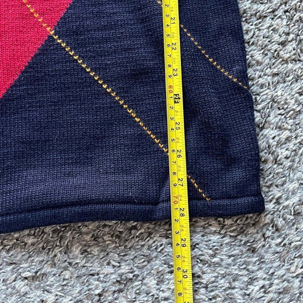 Casual Corner Sweater Mens S Navy Blue Red Argyle Nerdy Officewear Grandpacore - Picture 6 of 6